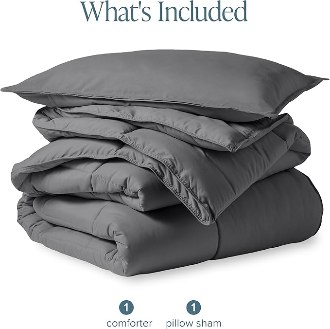 Bare Home Comforter Set - Twin Extra Long Size - Ultra-Soft - Goose Down Alternative - Premium 1800 Series - All Season Warmth (Twin/Twin XL, Grey)