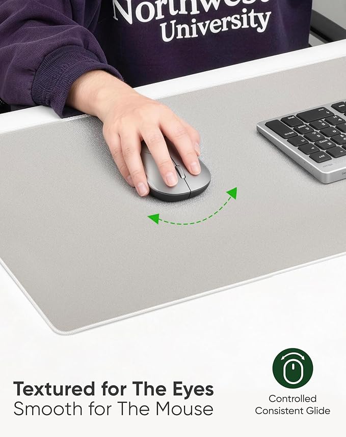 ALOANES Beige Waterproof Desk Mat, Large Mouse Pad with Extended Mouse Mat, with Anti Slip Base, Stitched Edge, Grain Jacquard Surface, Perfect for Gamer, Office & Home, 3XL 15.74"x35.43"x0.12"