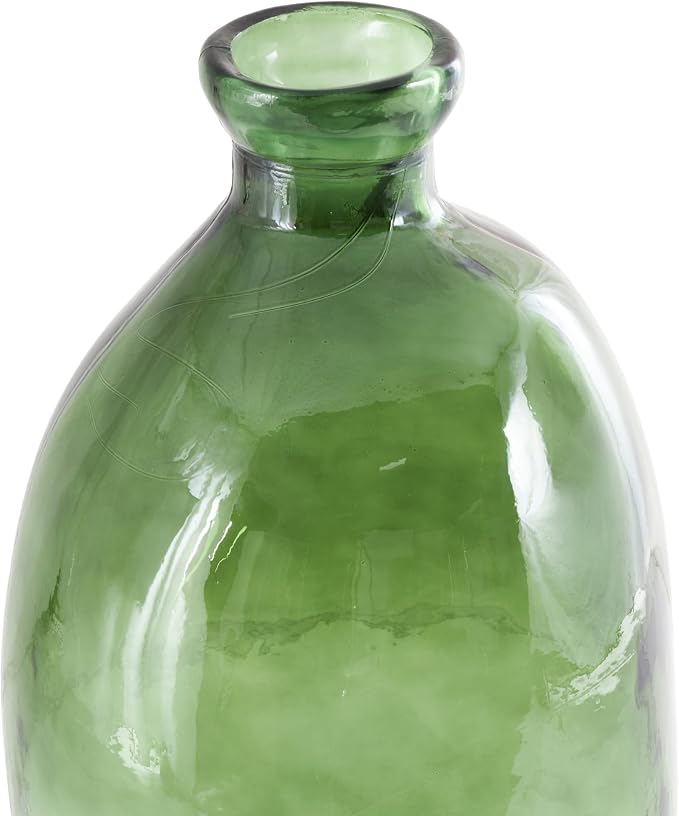 Deco 79 Recycled Glass Abstract Handmade Decorative Vase Tall Curved Ombre Spanish Bottle Centerpiece Vase, Flower Vase for Home Decoration 13" x 13" x 29", Green