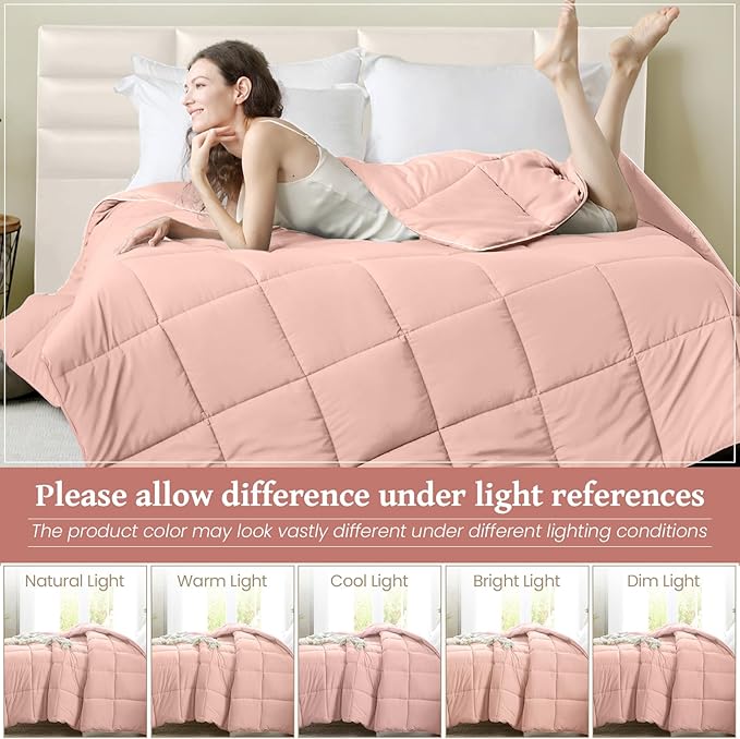 Homelike Moment Comforters Queen Size - Pink Duvet Insert Down Alternative Bed Queen Comforter, Lightweight Bedding Comforters Full Size Quilted Soft All Season Solid Pink