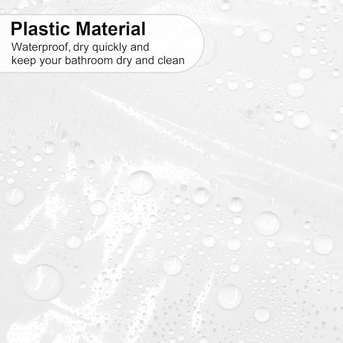timecity Clear Shower Curtain Liner PEVA Shower Curtain with 3 Magnets Thickened Waterproof Quick Drying Sheer Shower Liner Set with 12 White Plastic Hooks for Bathroom Shower,71x71inch