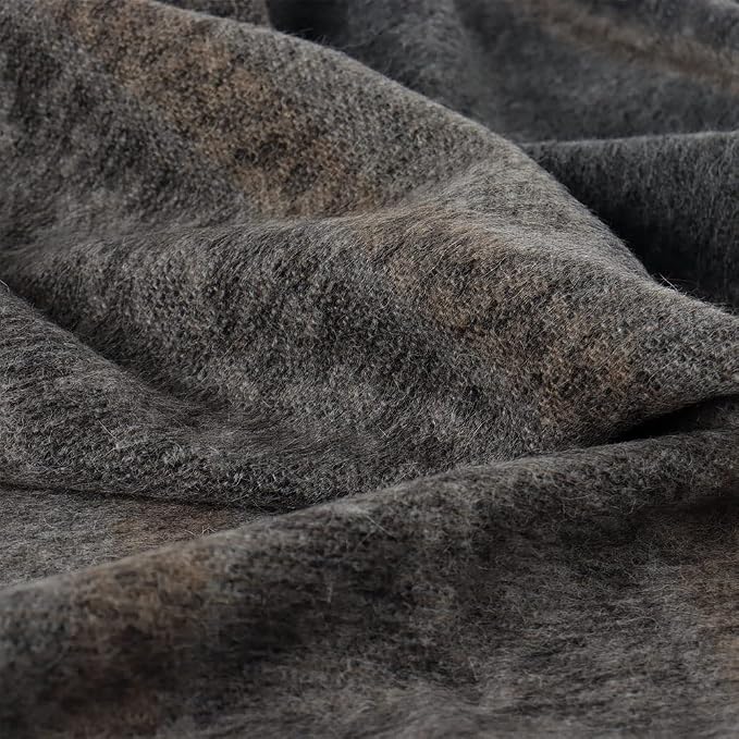 Alpaca Wool Blanket Throw Cherokee Design for Bed Couch Sofa Soft Warm Peruvian Alpaca Wool Blankets 72" x 60" (Gray/Black/Camel)