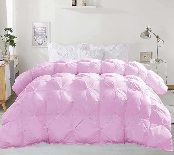 Hypoallergenic 1000-TC Pinch Pleated Down Alternative Comforter Eastern King Size 118 x 110 Inches 1pc Comforter & 2 pcs Pillow Covers, 700 GSM & All Side Corner Tabs 100% Egyptian Cotton