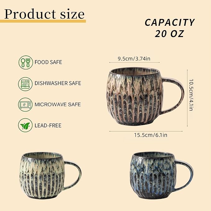 Large Ceramic Coffee Mug - 20oz Big Tea Cup, Hot Pink | Large Tea Mug, Microwave Safe, Dishwasher Safe