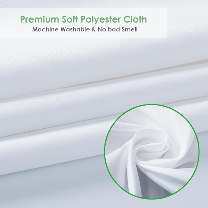 Fabric Shower Curtain Liner 54 x 74 Inch, White Polyester Bathroom Shower Curtains, Heavy Duty, Hotel Quality, Machine Washable, 54x74 Inches