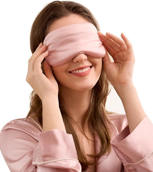 100% Mulberry Silk Sleep Mask,22 Momme, Double-Sided 6A Grade Silk Eye Mask for Sleeping, Adjustable Strap, Ultra-Soft, Breathable & Full Blackout
