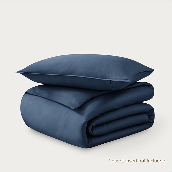 Bare Home 100% Organic Cotton Sateen Duvet Cover Set - Extra Long Size - 400 Thread Count - Smooth Sateen Weave - Warm & Luxurious - Duvet Cover (Twin/Twin XL, Bering Sea)