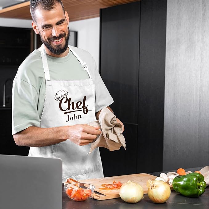 Chefs Aprons | Cooking Baking Grilling for Home Restaurant | Premium Kitchen Aprons with Double Pocket for Men Women