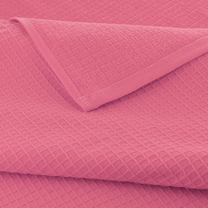CASA COPENHAGEN Wafffle 4Pcs 100% Egyptian Cotton Large Designer Towels Gift Set- Pink, 55"x27", 4Bath Towels for Bathroom (Box Pack, Set for Women & Men)