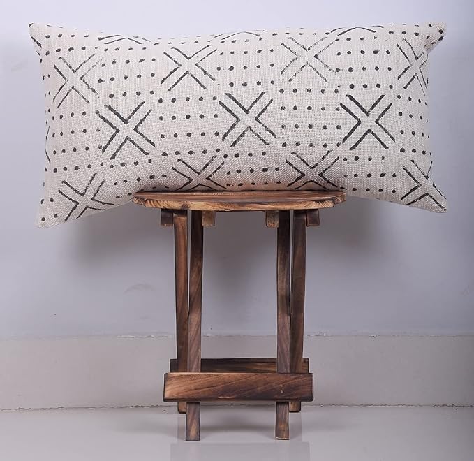 Trade Star Decorative Pillow Cover 100% Cotton Lumbar Cushion Cover Handmade Pillow Case Modern Throw Case Room Decor Authentic Boho Large Bedding (Ivory NOVA 12X24 INCHES)