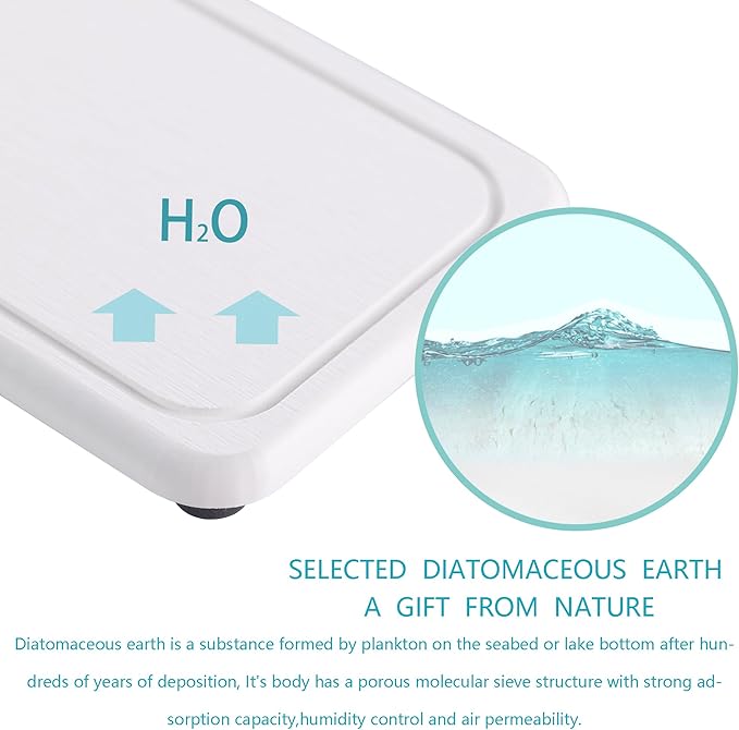 NiuYichee 2 Pcs Water Absorbing Stone Trays, Kitchen/Bathroom Sink Soap Dish, Diatomite Tray Used for Hand Soap & Cosmetic Bottles in The Modern Home, 4" W x 8.3" L, White