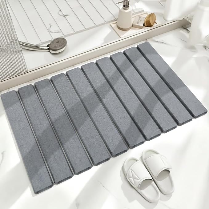 Large Stone Drying Mat for Kitchen Counter, Multifunction Stone Bath Mats for Bathroom, Collapsible Stone Dish Drying Mats, Quick Dry Diatomaceous Earth Drying Stone for Kitchen Counter, 24×16''-White