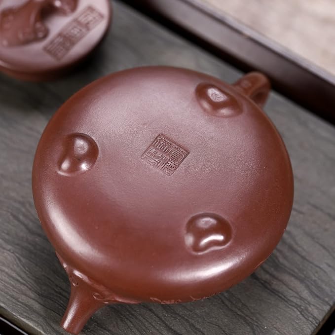 Zisha Teapot, Chinese Yixing Clay Handmade Teapot 8.9 Oz, Infuse Brew Kung Fu Loose Leaf Tea Maker -ruyiShipiao,Purple Clay