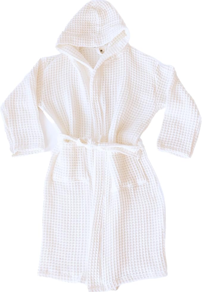 Unisex Hooded Waffle Robe for Women & Men 100% Turkish Cotton | Quick-Dry Bathrobe | Cozy Housecoat for Lounging