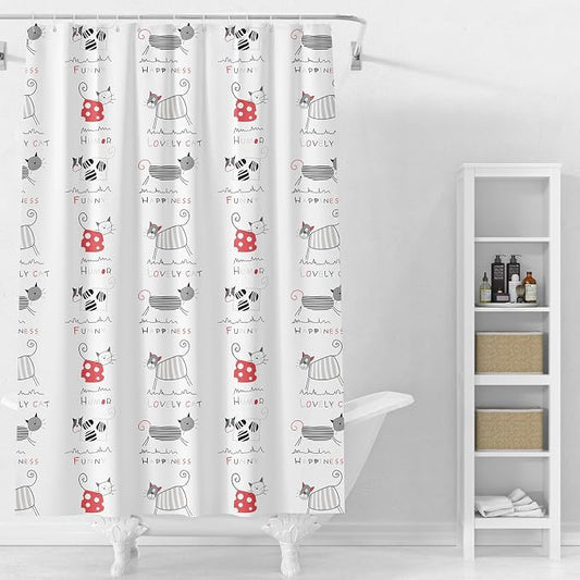 Plastic Shower Liner - Premium PEVA 4G Shower Curtain Liner with Rustproof Grommets and 3 Weighted Magnets, Waterproof Shower Curtains for Bathroom (Cat)