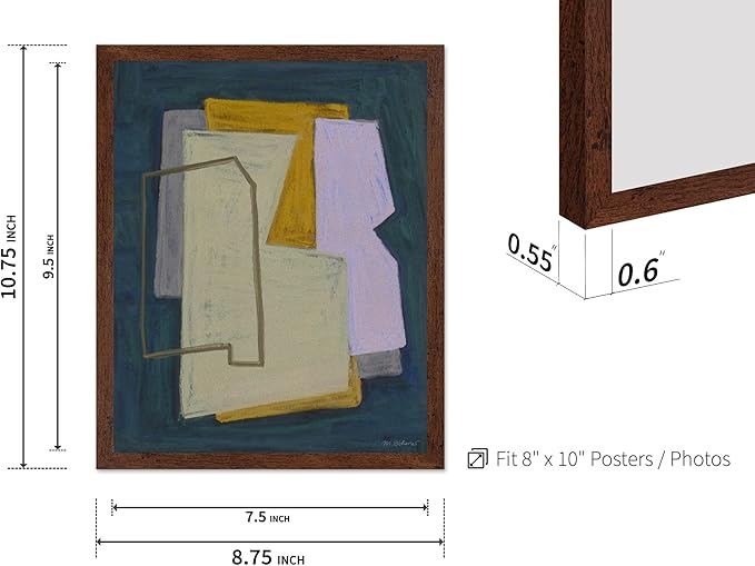 Monem Art Geometric Abstract Painting Print - Modern Minimalist Shapes Art Poster - Wall Decor for Living Room, Bedroom or Office - 8x10 Brown Framed Wall Art by Mareike Bohmer