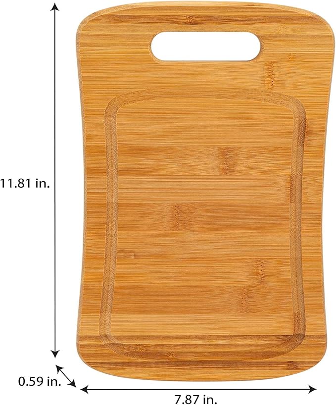 Kitchen Details Medium Curved Bamboo Cutting Board, Dual Sided, Ultra Thick Cut Resistant