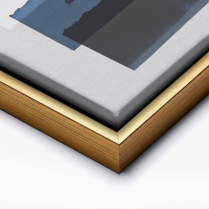 Monem Art Abstract Torn Paper Collage Print - Minimalist Modern Art Poster - Wall Decor for Living Room, Bedroom or Office - 12x16 Gold Framed CANVAS Wall Art by Mareike Bohmer
