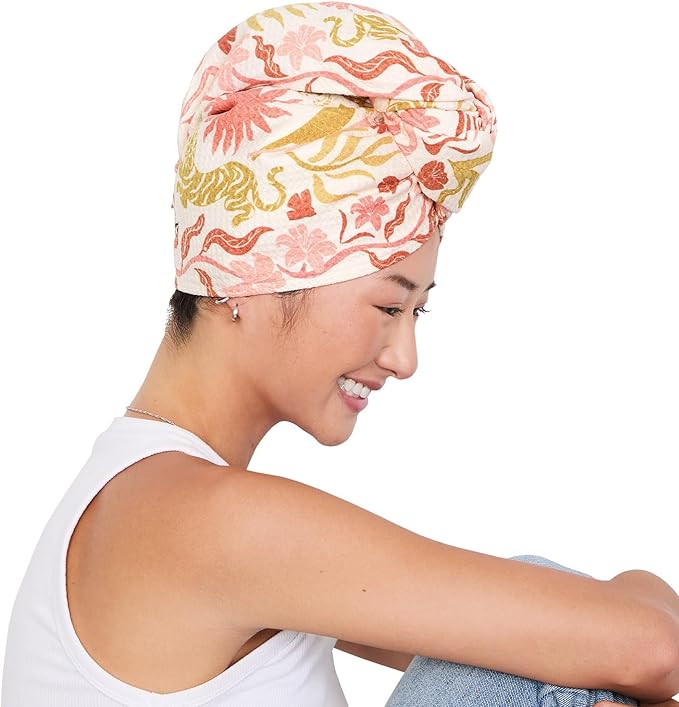 Dock & Bay Turban Hair Towel - for Home & The Beach - Super Absorbent, Quick Dry - Tiger Palm