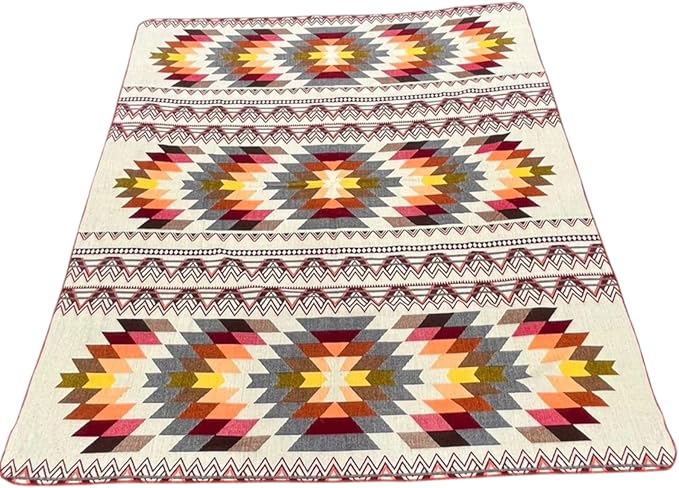 Alpaca Blanket Throw 78x47 in | Ultra Soft, Non-Itchy & Breathable | Premium Alpaca Wool Blanket | Warm, Hypoallergenic Natural Fiber | Handmade Luxury Throw for Sofa, Bed or Travel. Brown and Orange