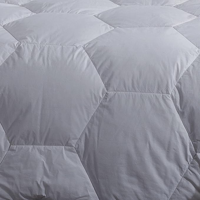 Feather and Loom Honeycomb Stitch Down Alternative All Season Comforter - Soft and Easy Care Microfiber Cover, Hypoallergenic High Loft Fiber Fill, Machine Washable - Color: Grey Size: Full/Queen