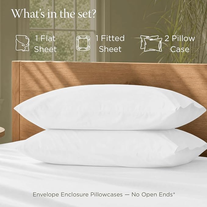 Threadmill 100% Organic Cotton | Full Size Sheets with Deep Pocket | 4 Piece Soft, Breathable & Cooling Hotel Sheets Set for Full Size Bed