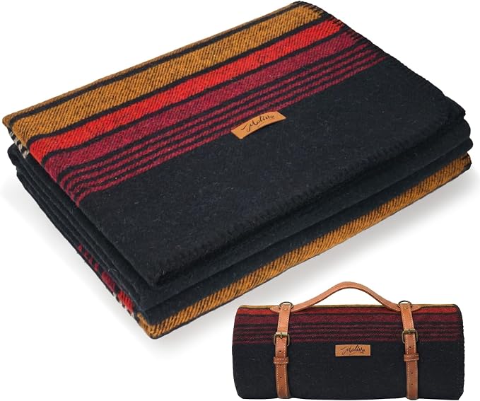 Molithe 100% Wool Blanket, 62" x 86", Warm, Thick, Washable, Military | Great for Camping, Outdoors, Sporting Events, Survival Kits Campfire Night