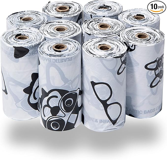 Best Pet Supplies Dog Poop Bags for Waste Refuse Cleanup, Doggy Roll Replacements for Outdoor Puppy Walking and Travel, Leak Proof and Tear Resistant, Thick Plastic - White, 150 Bags