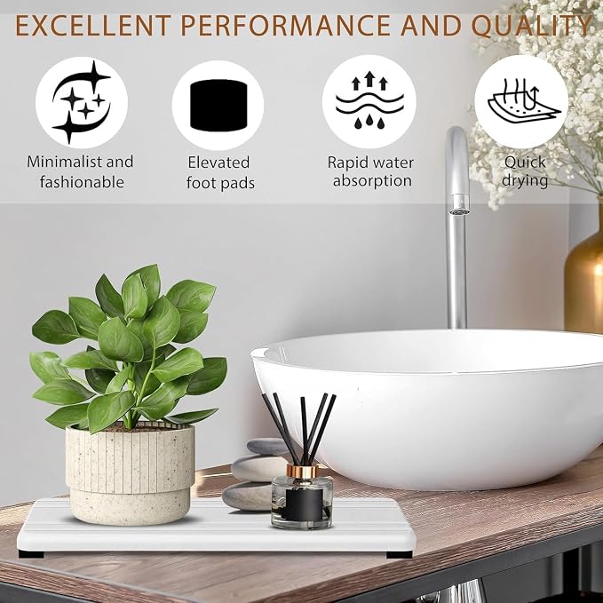 6 PCS Diatomite Soap Dish Set, Water Absorbent & Quick-Drying, Grooved Design, Eco-Friendly Stone Soap Holder for Kitchen, Bathroom& Plants & toiletries MP10