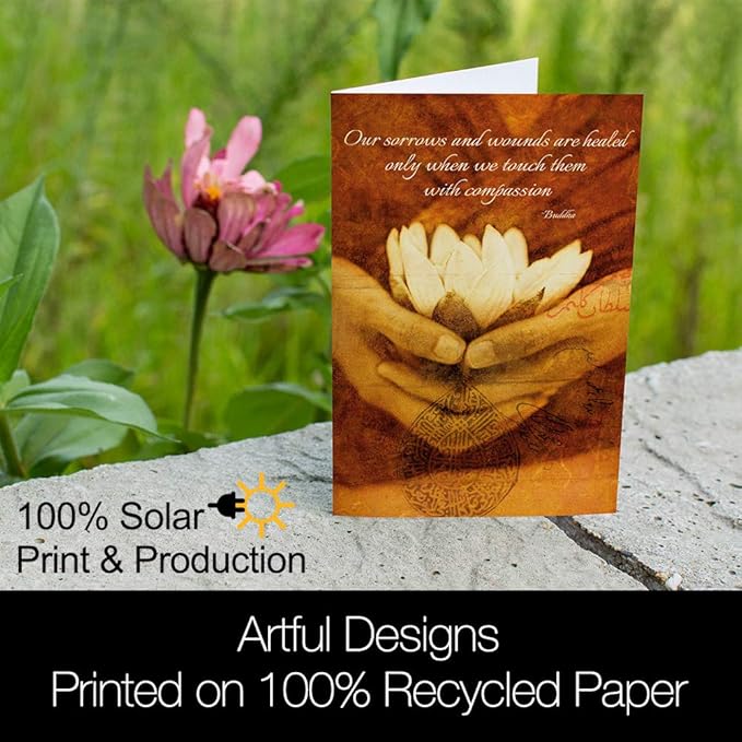 Tree-Free Greetings EcoNotes 12-Count Notecard Set With Envelopes, 4 x 6 Inches, Awakening Lotus Themed Elena Ray Art (56147)