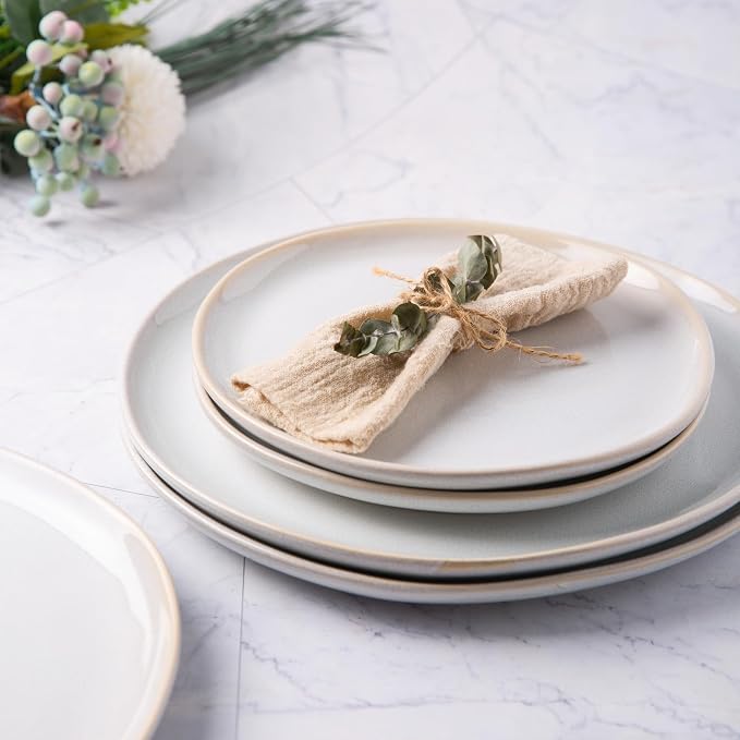 AmorArc Ceramic Plates Set of 6, 8.5 Inch Handmade Reactive Glaze Stoneware Plates set for Dessert, Salad, Appetizer, Small Dinner Plates, Microwave & Dishwasher Safe, Scratch Resistant