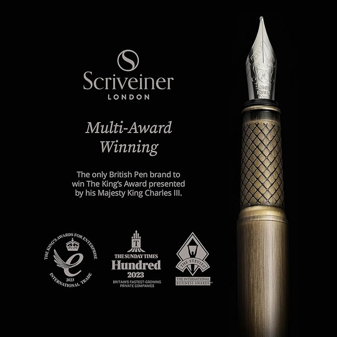 Scriveiner Luxury Fountain Pen - Stunning Bronze Luxury Pen, Schmidt Gilded Nib (Medium), Converter, Best Pen Gift Set for Men & Women, Professional, Executive, Office, Nice Pens