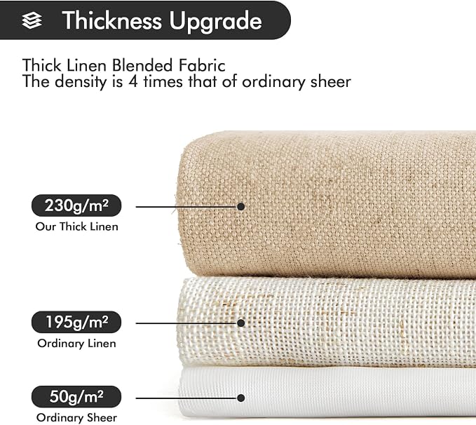 MIULEE Non-See-Through Privacy Linen Curtains 2 Panels, Light Filtering Window Curtains Farnhouse Textured Back Tab Semi Sheer Drapes for Bedroom Living Room, 52 x 96 Inches Long, Light Brown