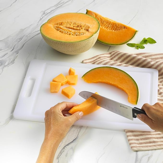 GoodCook Everyday 10" x 15.5" Reversible Cutting Board, Polyethylene Chopping Board with Juice Groove, Non-Porous Durable Kitchen Board, Double-Sided Cutting Surface, Easy-to-Handle