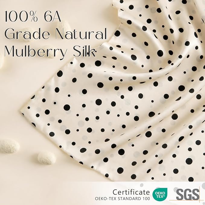 ZIMASILK 100% Pure Mulberry Silk Pillow Cases for Hair and Skin, Soft, Hypoallergenic & Smooth, Both Sides Grade 6A Silk, with Hidden Zipper, Gift for Women Men, 1pc (Standard 20"x26", Polka Dot)