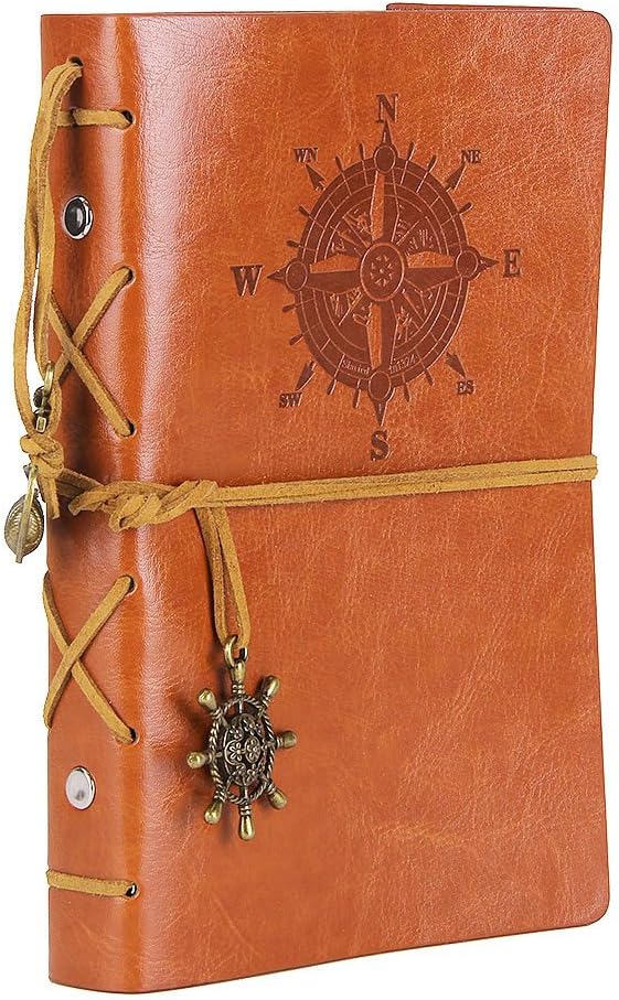 EvZ 7-Inch Refillable A6 Binder Notebook - Premium Vegan Leather Personal Planner, Eco-Friendly Journal with 6-Ring Loose-Leaf System for Writing, Business, and Creative Sketches, Brown
