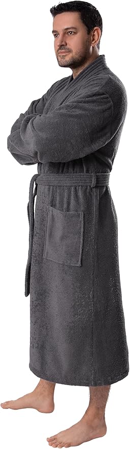 BAGNO MILANO Organic Men Bathrobe, GOTS Certified Organic Turkish Cotton Luxury Kimono Robe, Made in Turkey