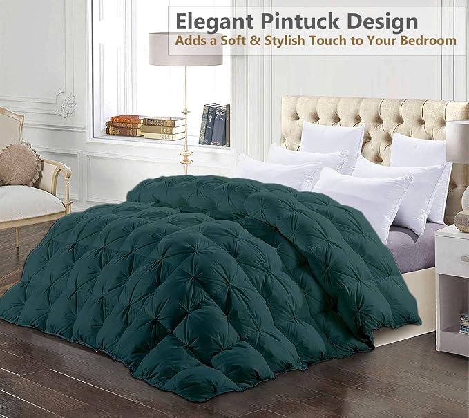 Twin XL Down Alternative Comforter 68x92 Inch Teal – 500 GSM Ultra Soft Breathable, Luxury Pintuck Pinch Pleat, All Season Duvet Insert with Corner Tabs, Machine Washable