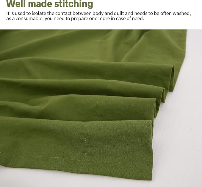BISELINA Linen Sheet French Flax Flat Sheet Only 55% Euro Linen 45% Cotton Basic Style Solid Color Soft Breathable Farmhouse Top Sheet 1-Piece (Queen, Forest)