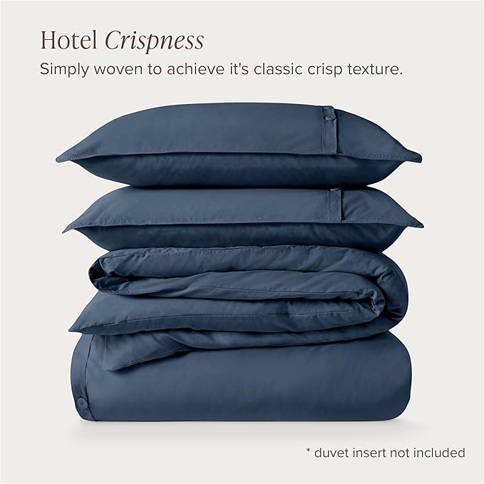Bare Home 100% Organic Cotton Queen Duvet Cover Set - Crisp Percale Weave - Lightweight & Breathable - Cooling Duvet Cover Set (Queen, Bering Sea)