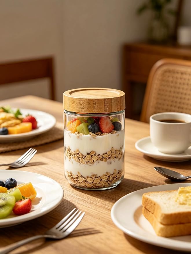 Glass Jars with Bamboo Lids Airtight