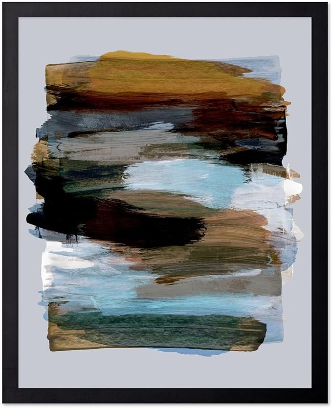 Monem Art Abstract Earth Tone Brushstroke Print - Modern Painterly Art Poster - Wall Decor for Living Room, Bedroom or Office - 12x16 Black Framed Wall Art by Mareike Bohmer