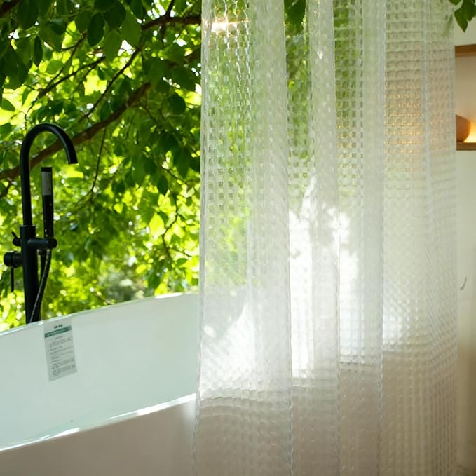 74 inch Long Shower Curtain Liner, EVA Heavy Duty Longer Bath Clear Shower Liner with 3 Strong Weighted Magnets, 100% Waterproof, Odorless, 72 x 74 inch