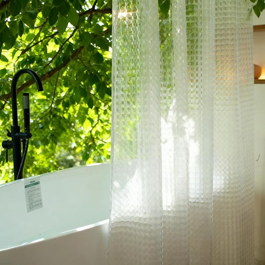 74 inch Long Shower Curtain Liner, EVA Heavy Duty Longer Bath Clear Shower Liner with 3 Strong Weighted Magnets, 100% Waterproof, Odorless, 72 x 74 inch