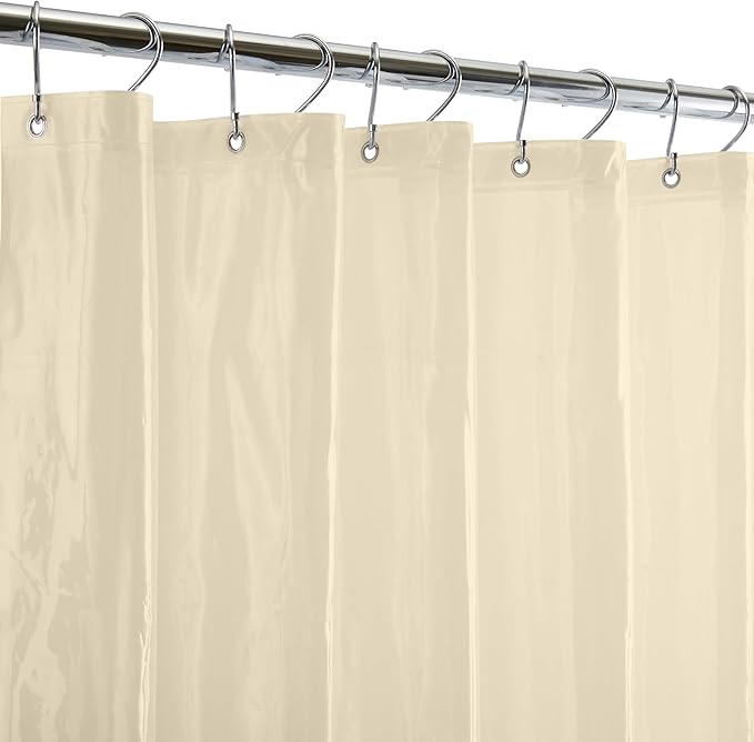 Bath Bliss PVC Heavy Weight Shower Curtain Liner | 4G | 70"x72" | Rust Resistant Copper Grommets | Magnetic Hem | Beige