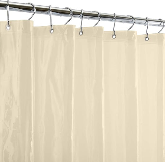 Bath Bliss PVC Heavy Weight Shower Curtain Liner | 4G | 70"x72" | Rust Resistant Copper Grommets | Magnetic Hem | Beige