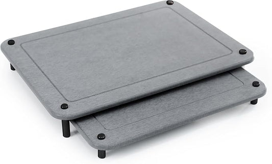 Jaye & Blake 2 PCs Nesting Stone Dish Drying Mats for Kitchen Counter | Absorbent Quick Drying Diatomaceous Earth Stone Drying Mat with Non-Slip Feet | Dark Grey - Solid Design - Black Screws