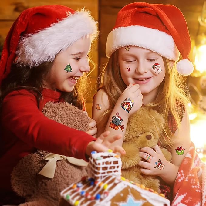 36 Sheets Christmas Temporary Tattoos, Snowman Penguin Elk Santa Tattoos for Christmas Stocking Stuffers & Gifts Party Favors for Kids, Waterproof Available for 2-3 Days, Makeup Remover Water Washable
