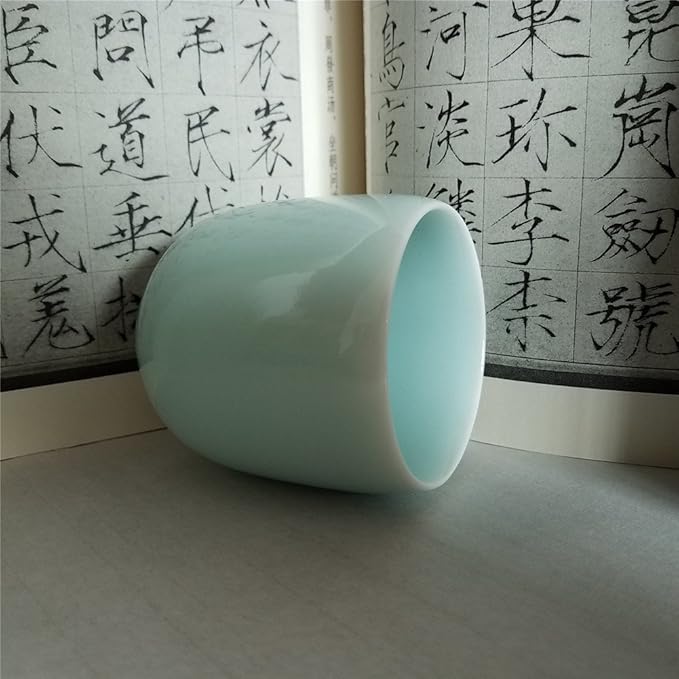 Teacups 5-Ounce Japanese Style Coffee Cup Glazed Porcelain Mugs Beer Handmade Celadon(1, Sky Blue)