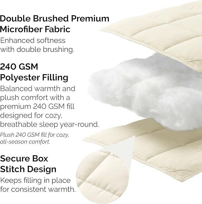 Southshore Fine Living, Inc. Oversized King Comforter Only for Guest Room, Pet Hair Resistant Bedding Comforters, Down Alternative Comforters, Hotel Quality Cream Comforter King for Vacation Homes